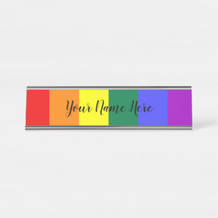 Porte-nom Pour Bureau Drapeau arc-en-ciel gay pride