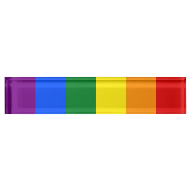 Porte-nom Pour Bureau Drapeau arc-en-ciel LGBT (Devant)