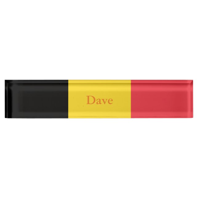 Porte-nom Pour Bureau Drapeau belge patriotique (Devant)