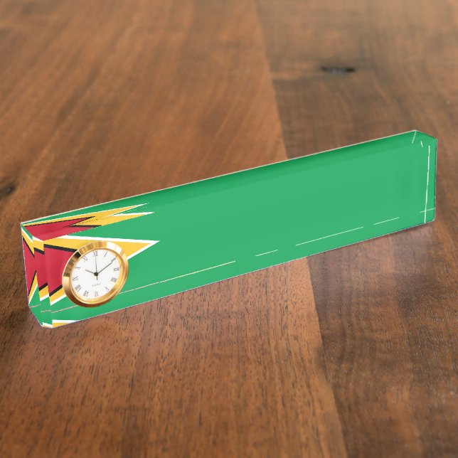 Porte-nom Pour Bureau Drapeau de Guyana (Taille)