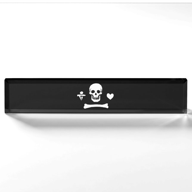 Porte-nom Pour Bureau Drapeau de pirate de Stede Bonnet Jolly Roger (Devant)