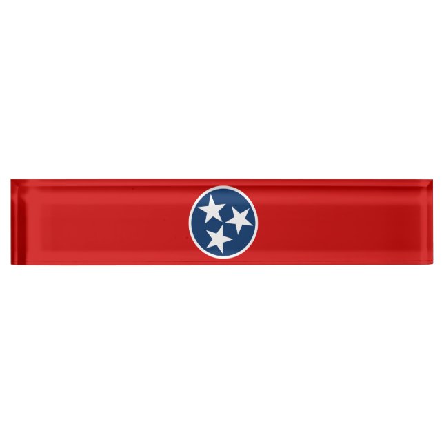 Porte-nom Pour Bureau Drapeau d'état du Tennessee Bleu Blancs étoiles (Devant)