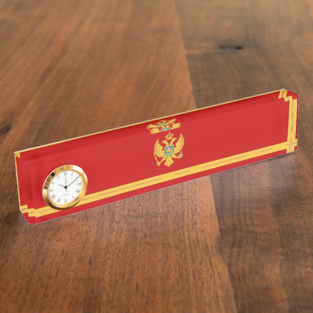 Porte-nom Pour Bureau Drapeau du Monténégro (Taille)