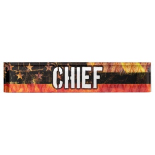 Porte-nom Pour Bureau Drapeau du pompier