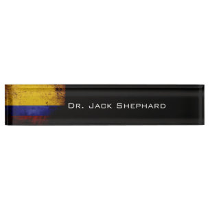 Porte-nom Pour Bureau Drapeau grunge noir de la Colombie