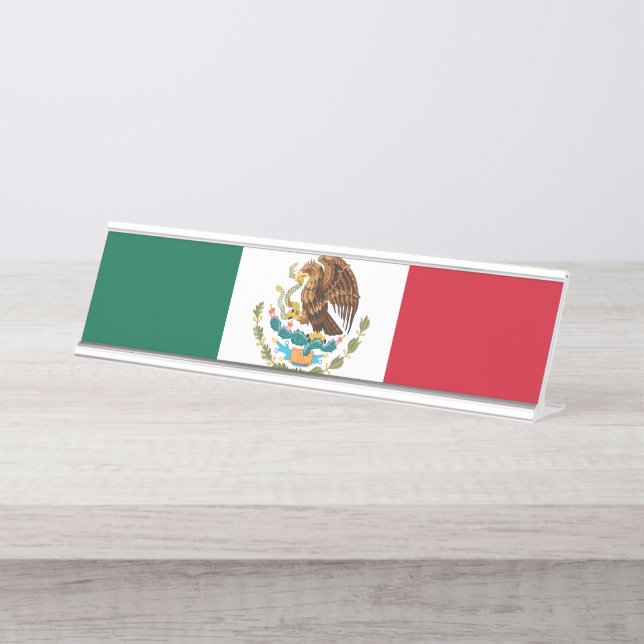 Porte-nom Pour Bureau Drapeau Mexicain (Devant)