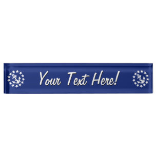 Porte-nom Pour Bureau Drapeau Nautique Américain Décor bleu marine