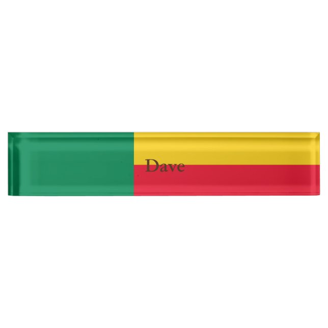 Porte-nom Pour Bureau Drapeau patriotique du Bénin (Devant)