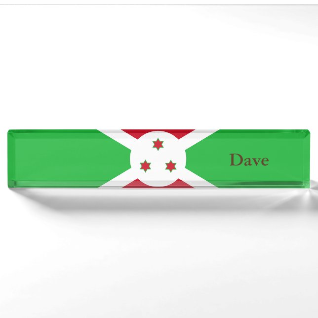 Porte-nom Pour Bureau Drapeau patriotique du Burundi (Devant)
