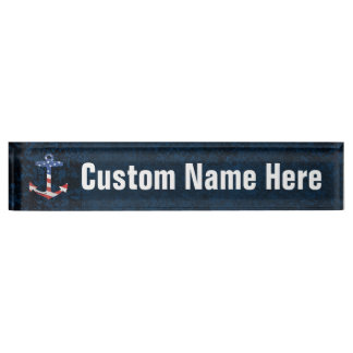 Porte-nom Pour Bureau Drapeau vintage américain patriotique Ancre Nautiq