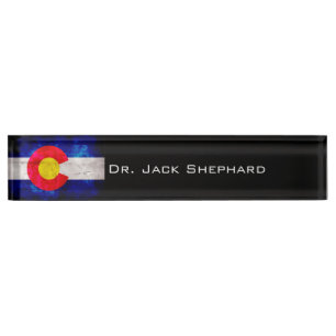 Porte-nom Pour Bureau Drapeau vintage patiné d'état du Colorado