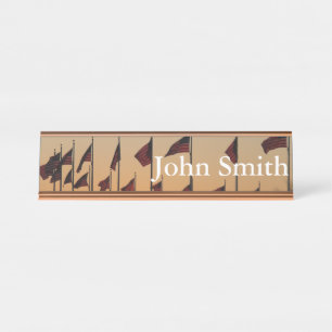 Porte-nom Pour Bureau Drapeaux au coucher du soleil American Patriotic U