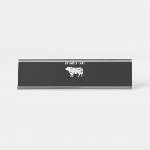 Porte-nom Pour Bureau Drôle Vache Barbecue Pit Master Cadeau