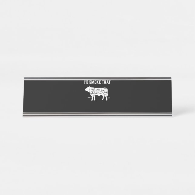 Porte-nom Pour Bureau Drôle Vache Barbecue Pit Master Cadeau (Devant)