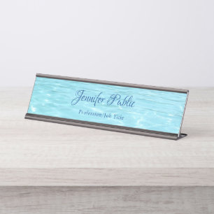 Porte-nom Pour Bureau Eau bleu élegant Aqua Modèle manuscrit