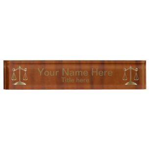 Porte-nom Pour Bureau Échelle en bois d'or de style de justice