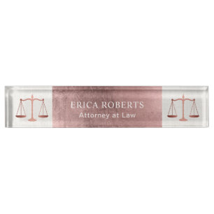 Porte-nom Pour Bureau Échelle rose d'or d'avocat d'avocat de justice