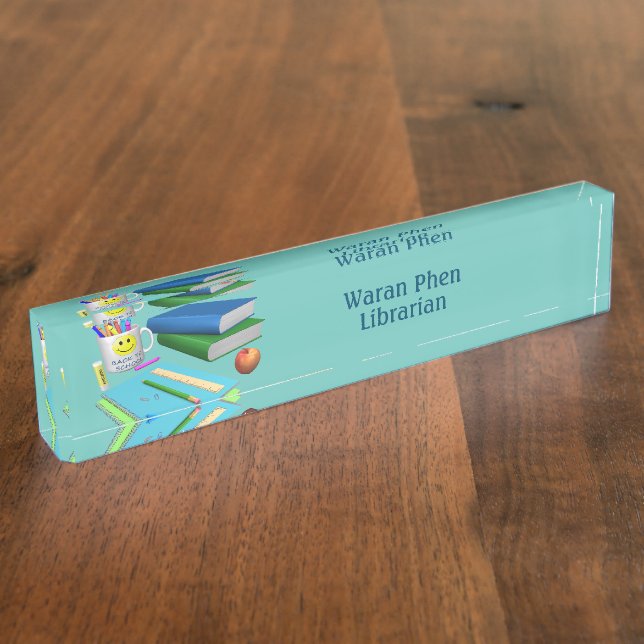 Porte-nom Pour Bureau École de bibliothécaire simple et élégante en lign (Taille)