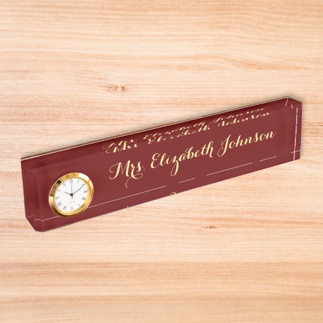 Porte-nom Pour Bureau Ecole d'enseignement de script élégant professionn (Custom Professional Elegant Script Teacher School Desk Name Plate)