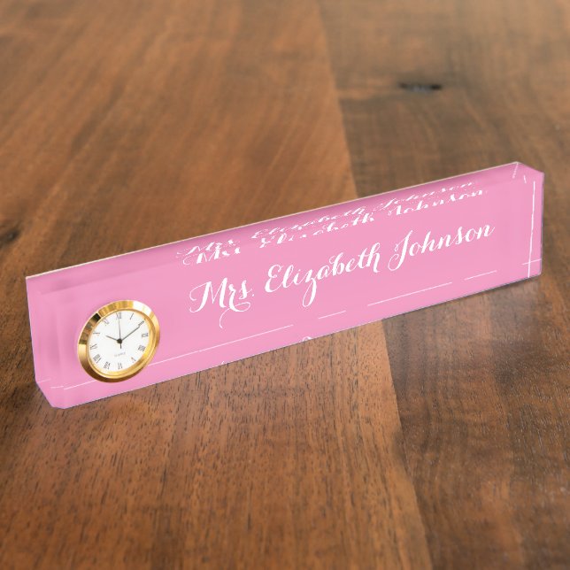Porte-nom Pour Bureau École professionnelle élégante rose (Taille)