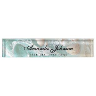 Porte-nom Pour Bureau Écriture de plage Coquillages Élégants