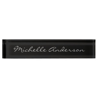 Porte-nom Pour Bureau Écriture manuscrite de script gris noir Nom Cute m