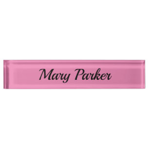 Porte-nom Pour Bureau Écriture manuscrite Nom professionnel simple rose