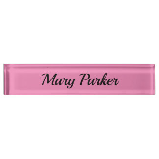 Porte-nom Pour Bureau Écriture manuscrite Nom professionnel simple rose