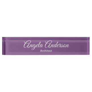 Porte-nom Pour Bureau Écriture manuscrite Purple Professionnel Plain élé