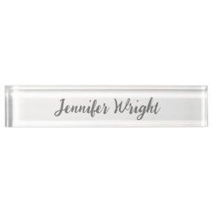 Porte-nom Pour Bureau Écriture minimaliste professionnelle gris blanc