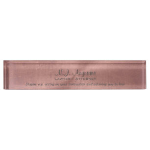 Porte-nom Pour Bureau Effet de cuir rose Attorney Luxury avec slogan