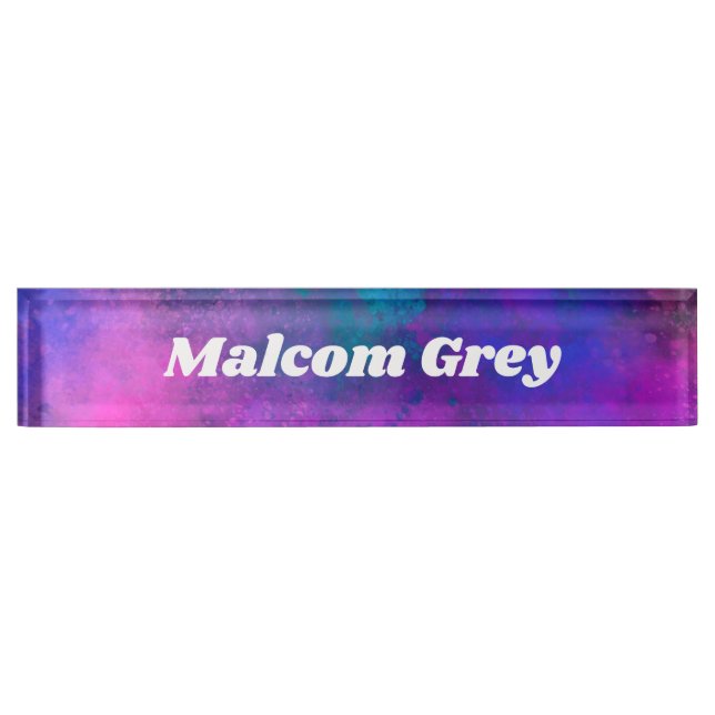 Porte-nom Pour Bureau Effet Splatter de peinture de galaxie (Devant)
