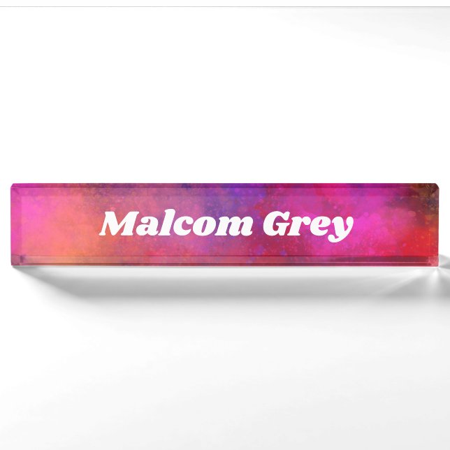 Porte-nom Pour Bureau Effet Splatter de peinture de galaxie (Devant)