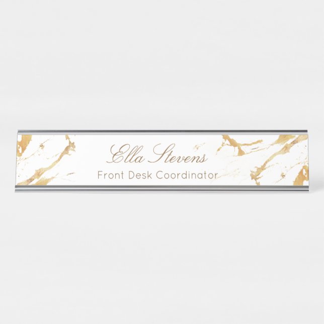Porte-nom Pour Bureau Elegance Marble Custom Nameplate (Devant)