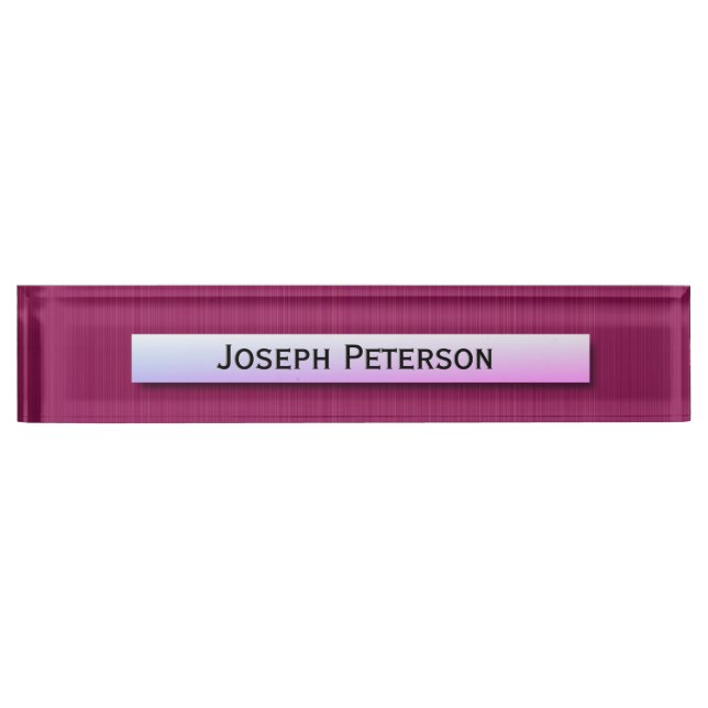 Porte-nom Pour Bureau Élégance texturée de Maroon (Devant)