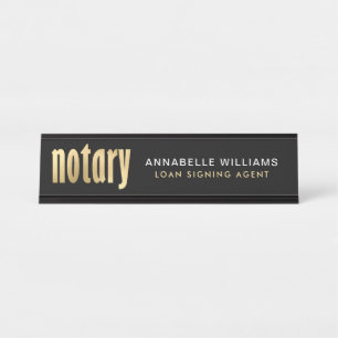 Porte-nom Pour Bureau Élégant Agent de prêt Notaire Or  