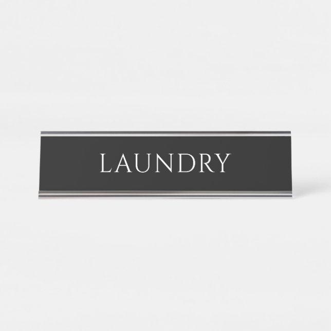 Porte-nom Pour Bureau Elegant Black Laundry Room Name Plate (Devant)