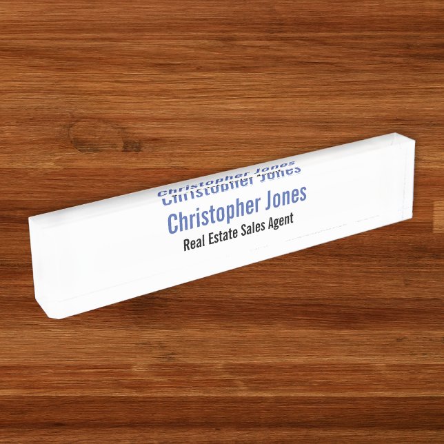 Porte-nom Pour Bureau Élégant blanc Bureau exécutif Titre (Elegant White Professional Executive Office Title Name Plate)