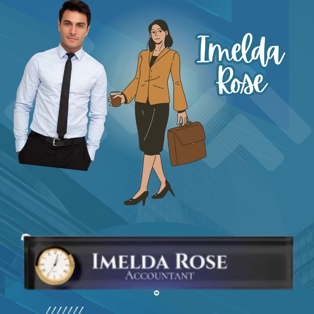 Porte-nom Pour Bureau Élégant Chic Dark Simple Comptable (Créateur téléchargé)