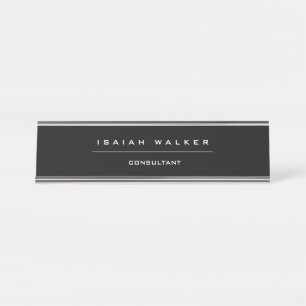 Porte-nom Pour Bureau Élégant Chic Plain Unique Spécial Noir & Blanc