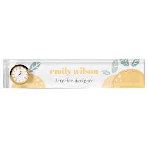 Porte-nom Pour Bureau Élégant Citron mignon Abstrait Gras Citrus Fruité