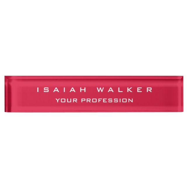 Porte-nom Pour Bureau Élégant Classy Plain Unique Special Crimson Rouge (Devant)