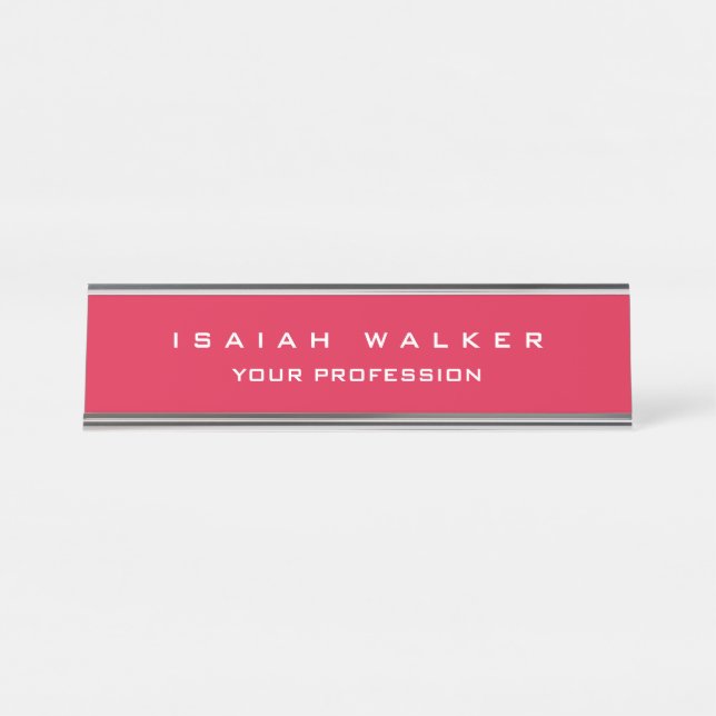 Porte-nom Pour Bureau Élégant Classy Plain Unique Special Crimson Rouge (Devant)