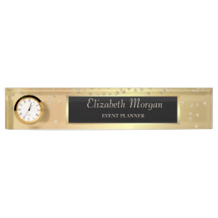 Porte-nom Pour Bureau Élégant Diamants Or Stylés