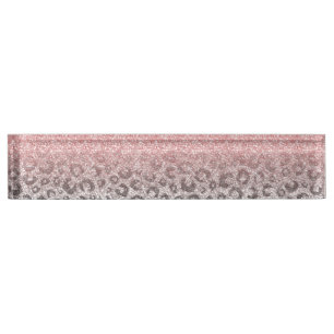 Porte-nom Pour Bureau Élégant Empreinte de léopard de Parties scintil