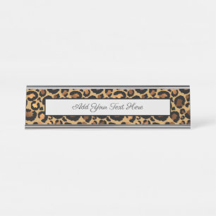 Porte-nom Pour Bureau Élégant endroit de léopard Brown glam animal sa