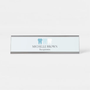 Porte-nom Pour Bureau Élégant enseigne de dentiste bleu clair profession