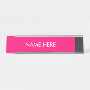 Porte-nom Pour Bureau Elégant fuchsia rose chaud blanc nom personnalis