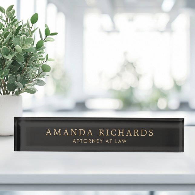 Porte-nom Pour Bureau Elégant gris très foncé tendance (Elegant very dark gray trendy desk name plate)