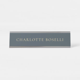 Porte-nom Pour Bureau Élégant Minimaliste Classique Charbon Professionne